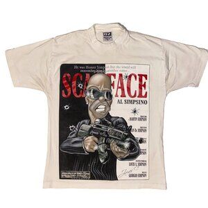 Vintage The Simpsons Scarface Homer Y2K Glitter Logo Graphic Tshirt - M